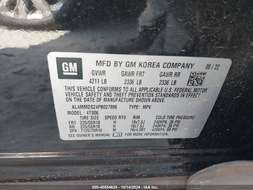 2023 Buick Encore Gx Select Fwd VIN: KL4MMDS24PB027996 Lot: 40554625