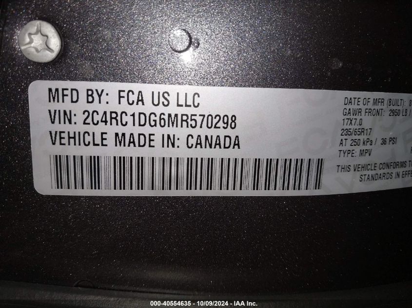 2C4RC1DG6MR570298 2021 Chrysler Voyager Lxi