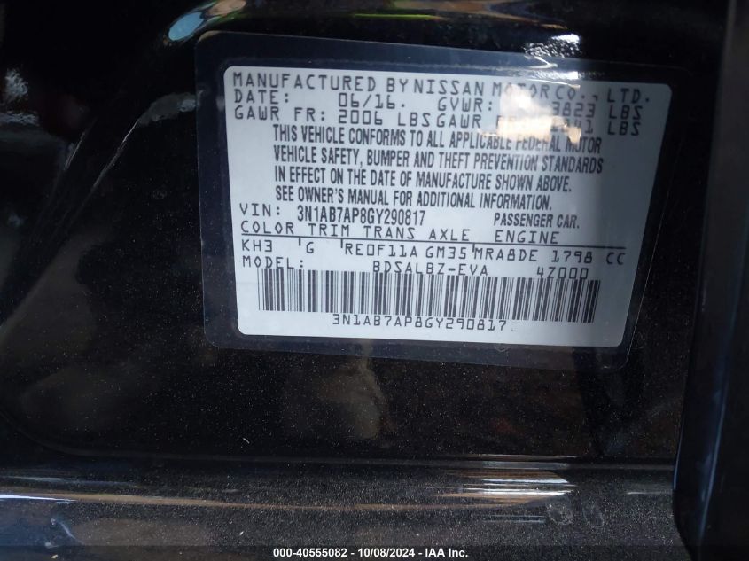 3N1AB7AP8GY290817 2016 Nissan Sentra Fe+ S/S/Sl/Sr/Sv