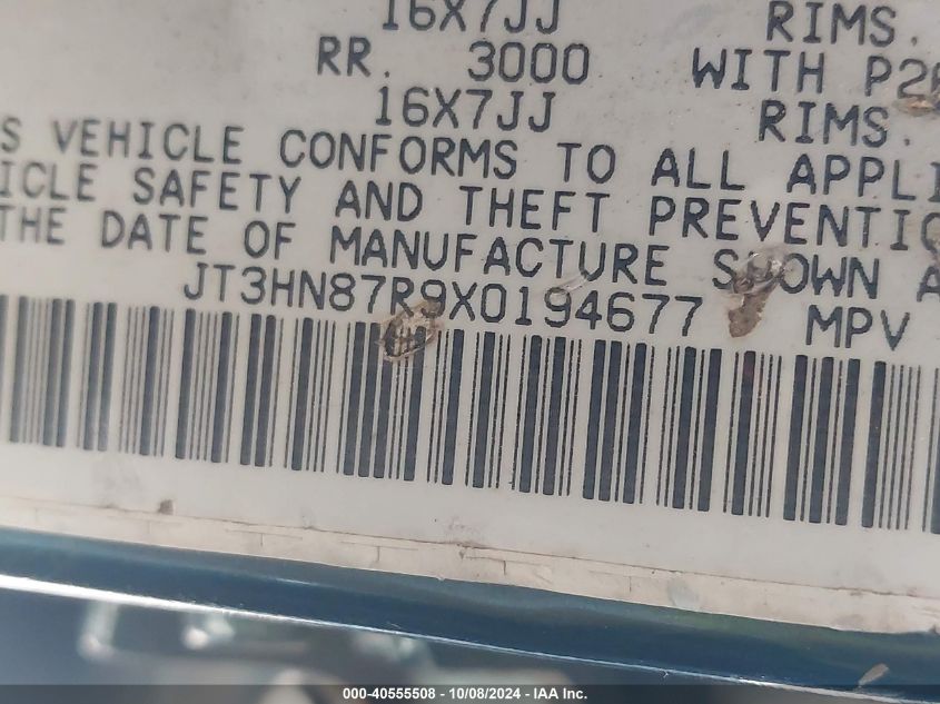 JT3HN87R9X0194677 1999 Toyota 4Runner Limited V6