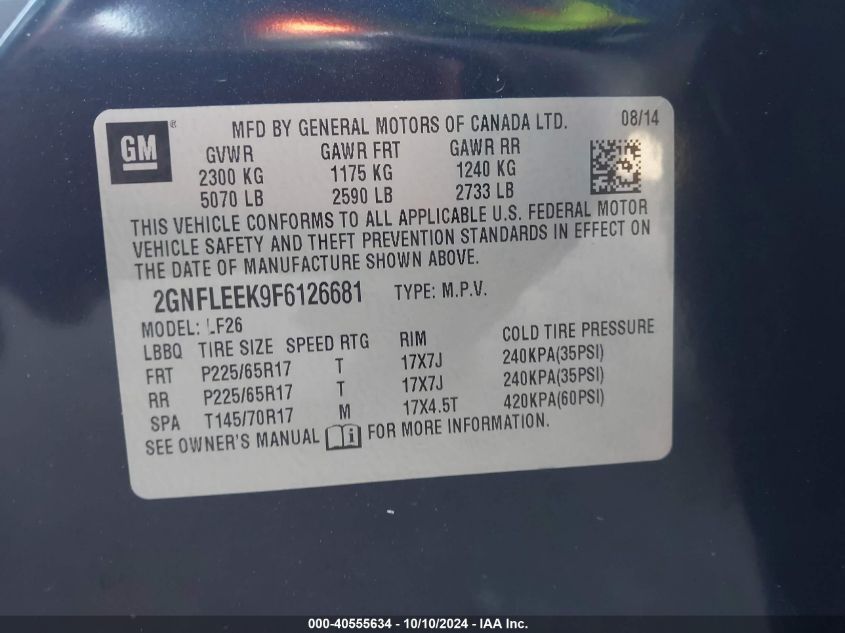 2GNFLEEK9F6126681 2015 Chevrolet Equinox Ls