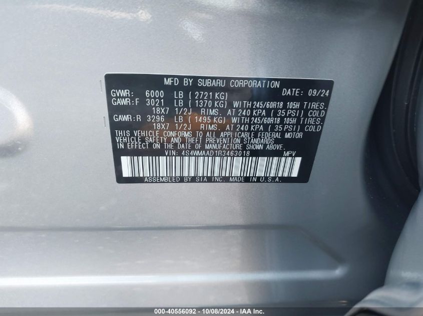 4S4WMAAD1R3463018 2024 Subaru Ascent Base 8-Passenger