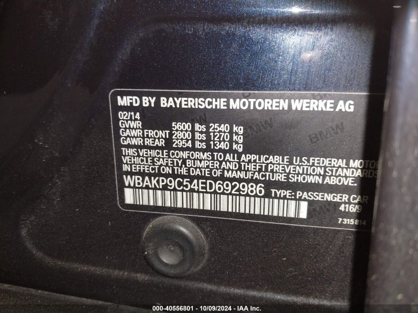 WBAKP9C54ED692986 2014 BMW 550I Xi