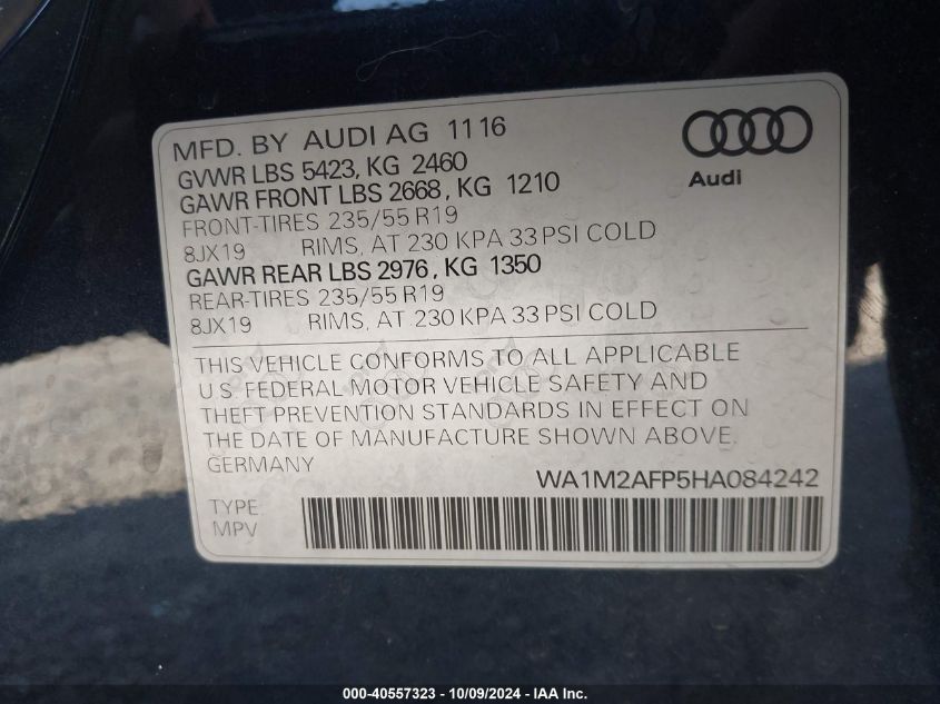 WA1M2AFP5HA084242 2017 Audi Q5 2.0T Premium