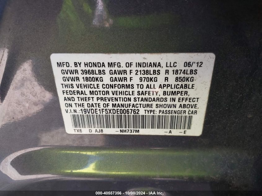 19VDE1F5XDE006762 2013 Acura Ilx 2.0L