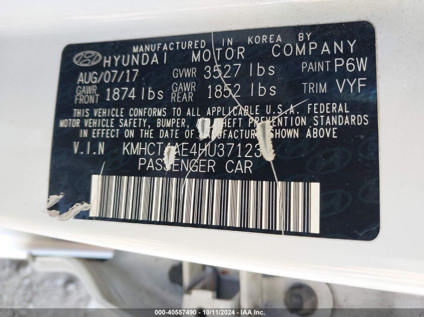 KMHCT4AE4HU371233 2017 Hyundai Accent Se