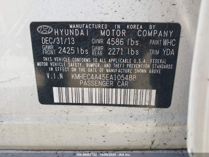 KMHEC4A45EA105488 2014 Hyundai Sonata Hybrid Limited