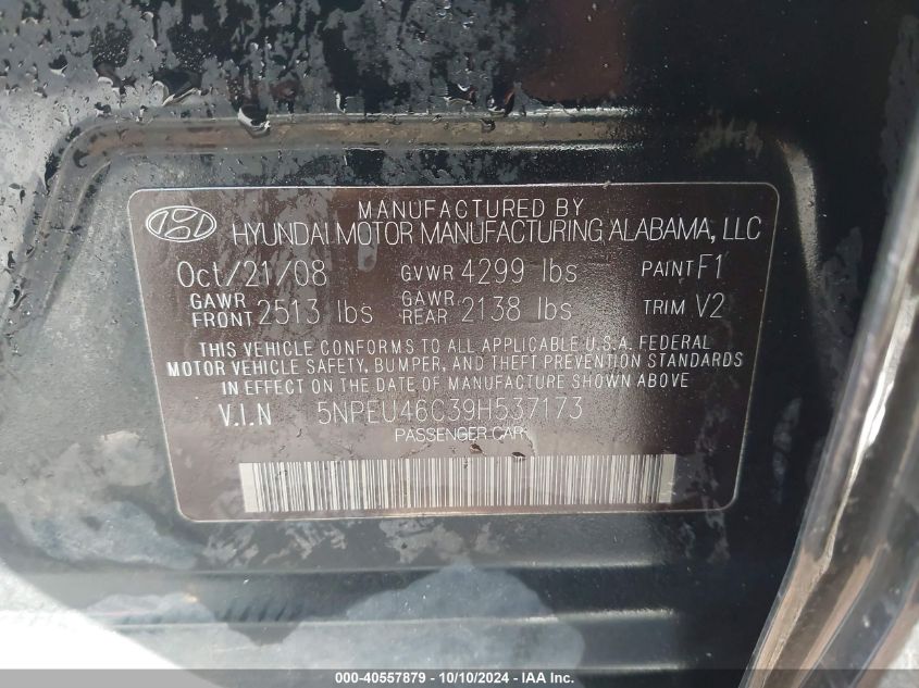 5NPEU46C39H537173 2009 Hyundai Sonata Limited