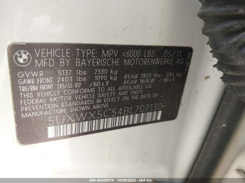 5UXWX5C54BL707130 2011 BMW X3 xDrive28I