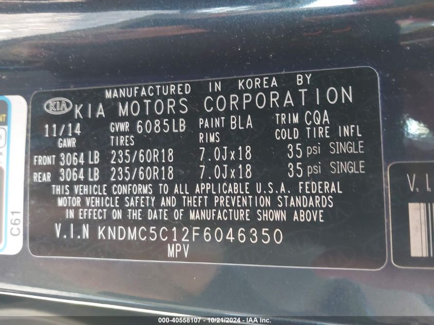 2015 KIA SEDONA SX - KNDMC5C12F6046350