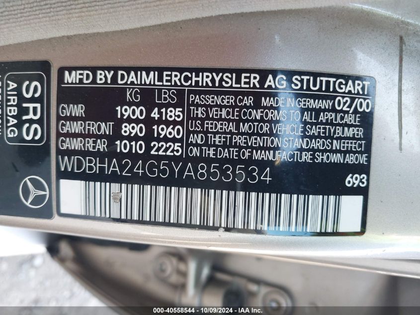 WDBHA24G5YA853534 2000 Mercedes-Benz C 230 Kompressor