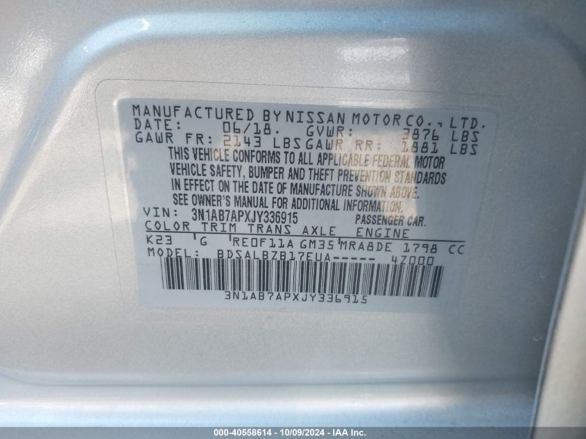 3N1AB7ATXJY336915 2018 Nissan Sentra