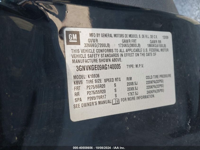 3GNVKGE09AG140005 2010 Chevrolet Avalanche 1500 Ltz