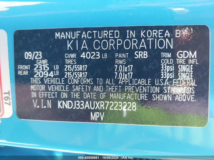 KNDJ33AUXR7223228 2024 Kia Soul Ex