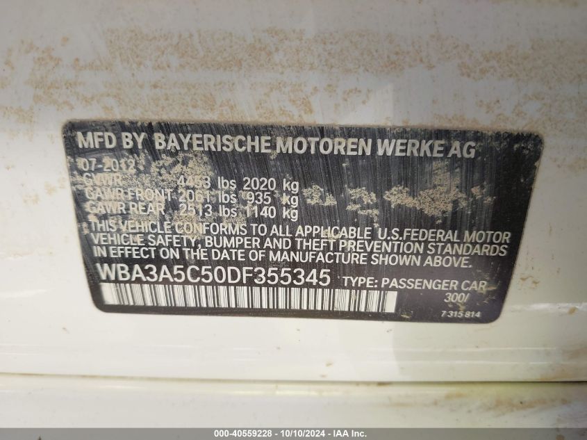 WBA3A5C50DF355345 2013 BMW 328I