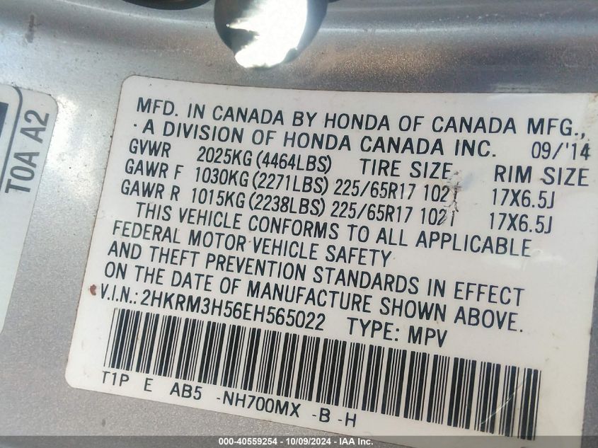 2HKRM3H56EH565022 2014 Honda Cr-V Ex