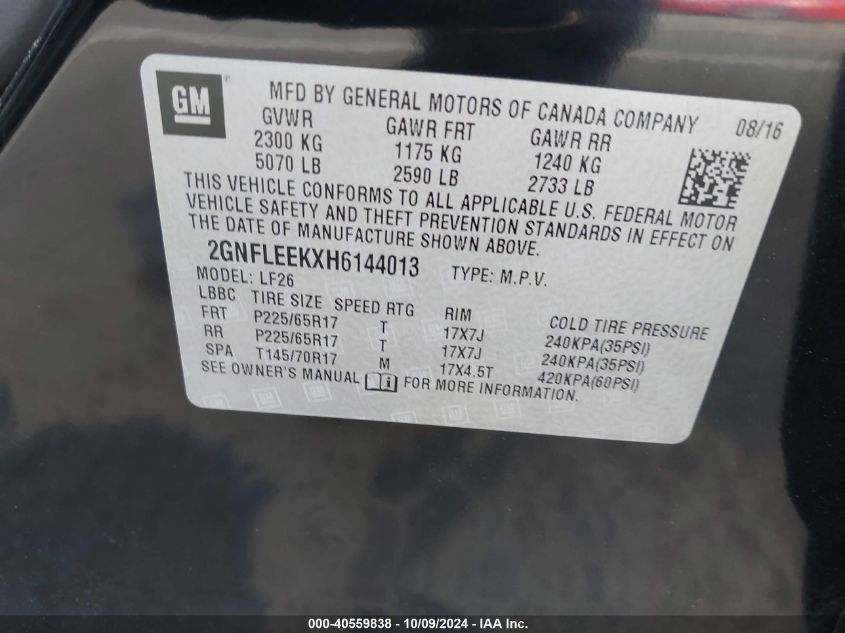 2GNFLEEKXH6144013 2017 Chevrolet Equinox Ls