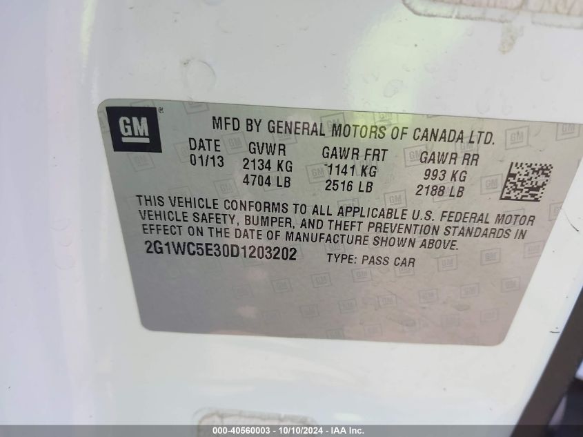 2G1WC5E30D1203202 2013 Chevrolet Impala Ltz