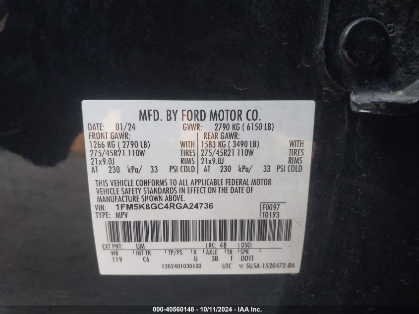 1FM5K8GC4RGA24736 2024 Ford Explorer St