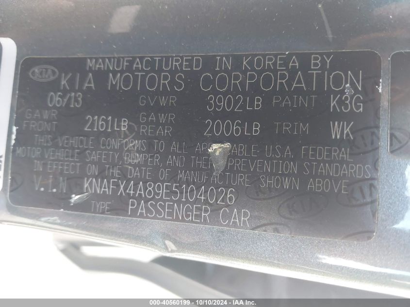 KNAFX4A89E5104026 2014 Kia Forte Ex