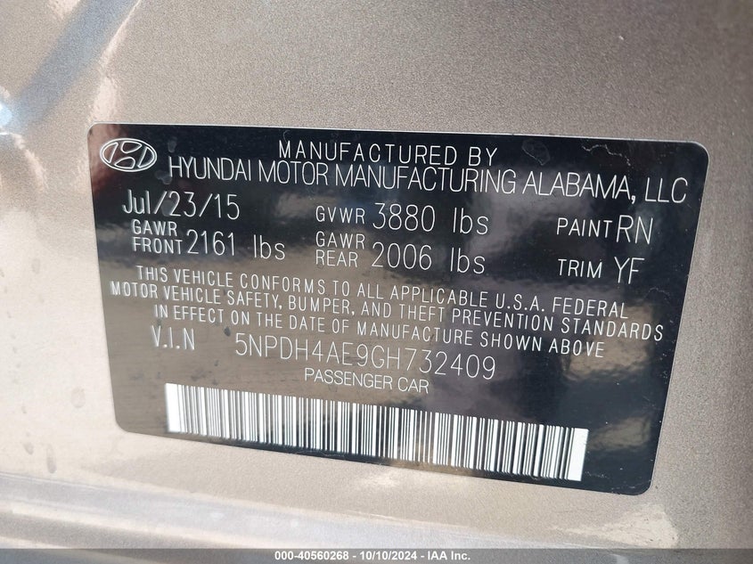 5NPDH4AE9GH732409 2016 Hyundai Elantra Se