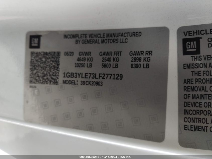 2020 Chevrolet Silverado 2500Hd 4Wd Regular Cab Long Bed Wt VIN: 1GB3YLE73LF277129 Lot: 40560286