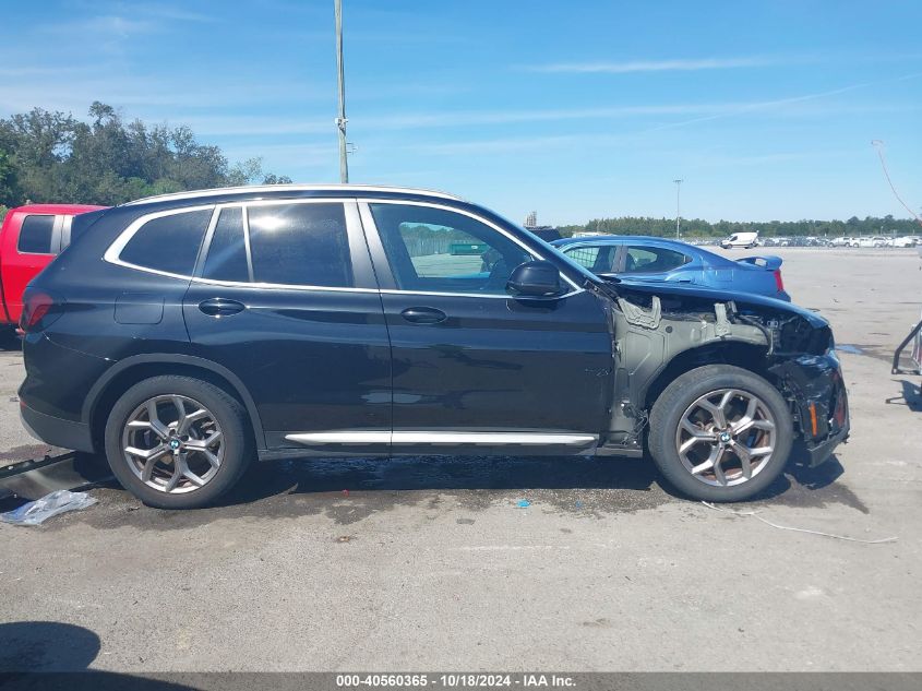 2022 BMW X3 Sdrive30I VIN: 5UX43DP08N9K63036 Lot: 40560365