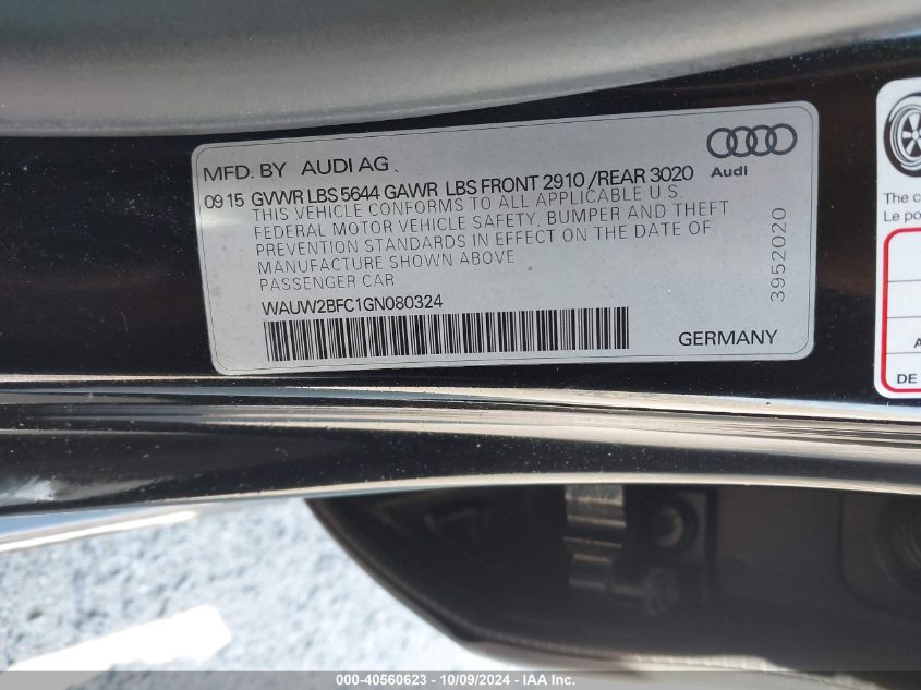 WAUW2BFC1GN080324 2016 Audi S7 4.0T