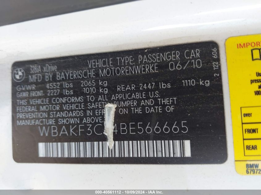 WBAKF3C54BE566665 2011 BMW 328I xDrive