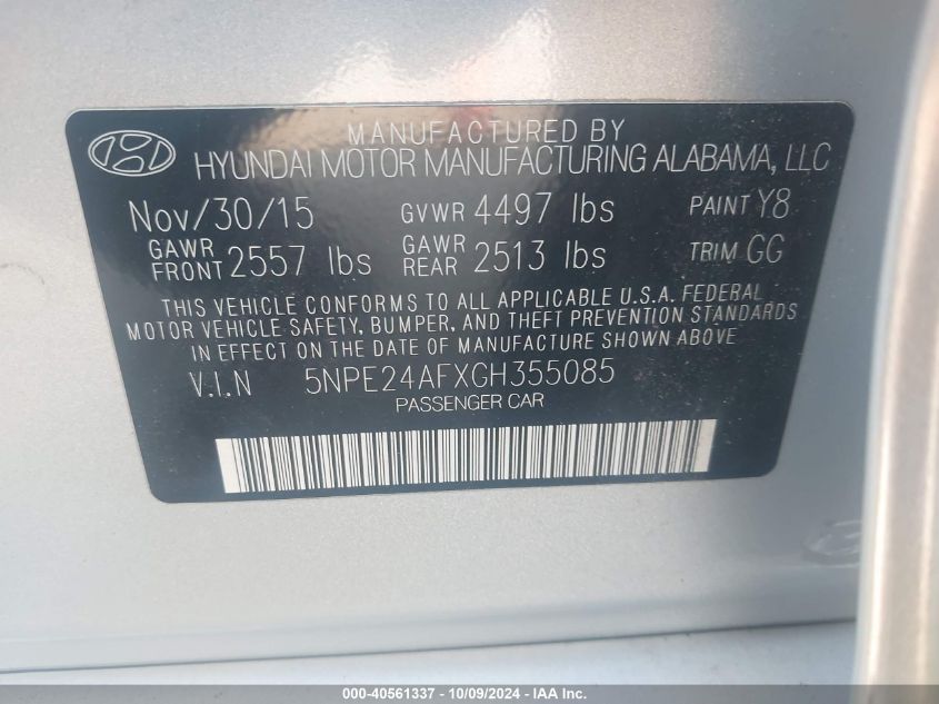 2016 HYUNDAI SONATA SE - 5NPE24AFXGH355085