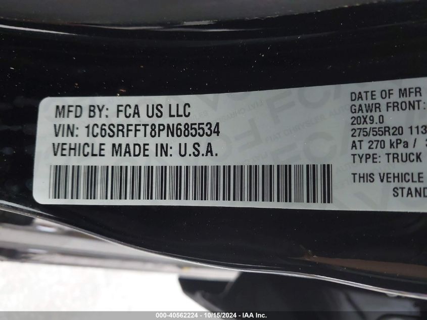 2023 RAM 1500 BIG HORN  4X4 5'7 BOX - 1C6SRFFT8PN685534