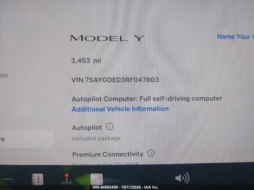 2024 Tesla Model Y Long Range Dual Motor All-Wheel Drive/Rwd VIN: 7SAYGDED3RF047803 Lot: 40562459