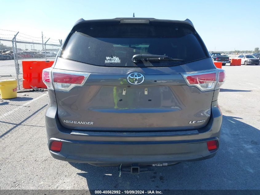 5TDBKRFH7GS260133 2016 Toyota Highlander Le Plus V6