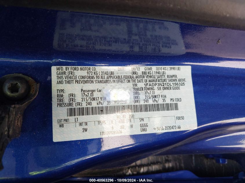 1FADP3N21DL156325 2013 Ford Focus Titanium