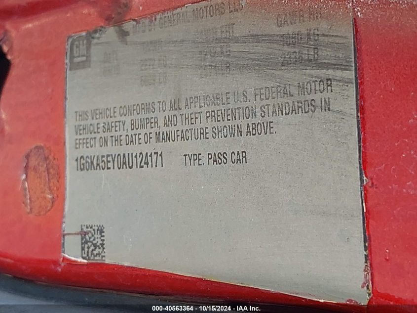 2010 Cadillac Dts Standard VIN: 1G6KA5EY0AU124171 Lot: 40563364