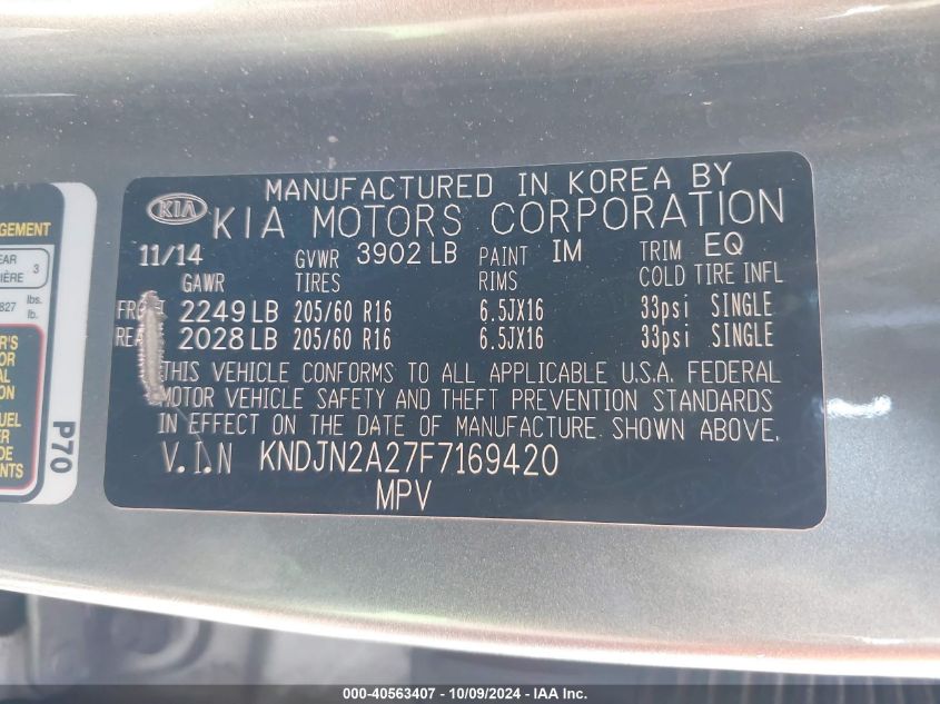 KNDJN2A27F7169420 2015 Kia Soul