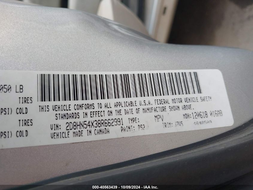 2D8HN54X38R662991 2008 Dodge Grand Caravan Sxt