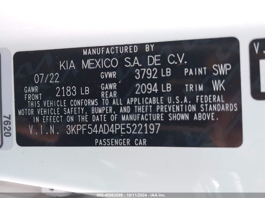 3KPF54AD4PE522197 2023 Kia Forte Gt Line