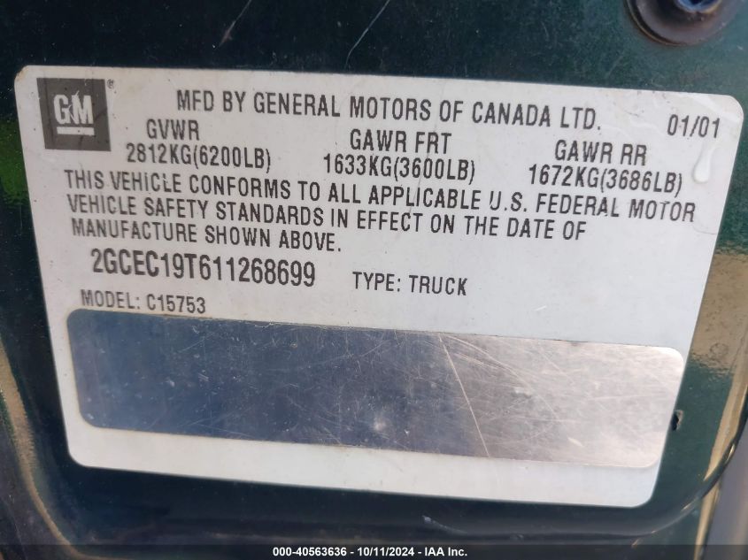 2GCEC19T611268699 2001 Chevrolet Silverado 1500 Ls