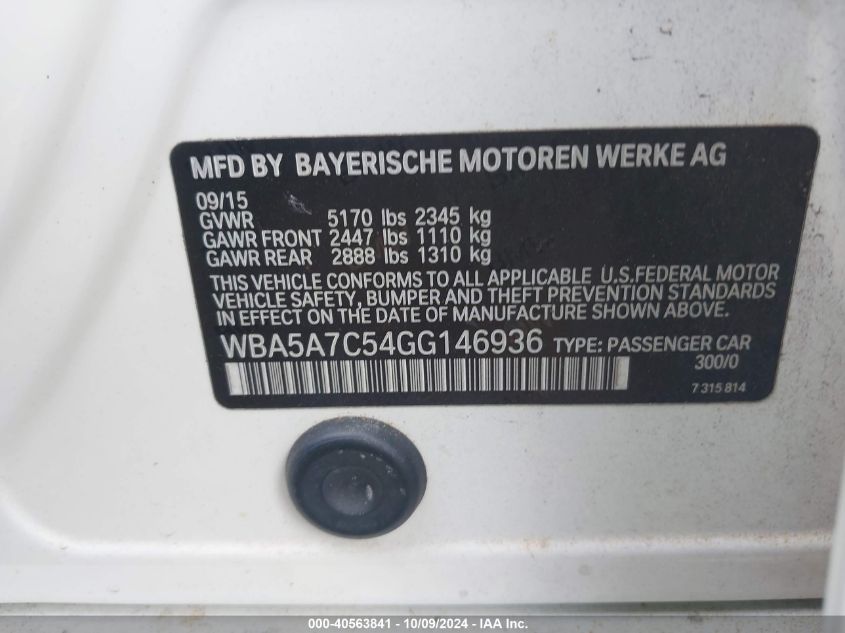 WBA5A7C54GG146936 2016 BMW 528I xDrive