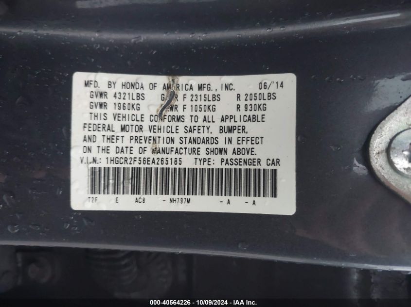 1HGCR2F56EA265185 2014 Honda Accord Sport