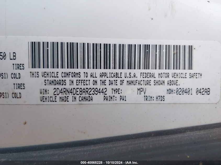 2D4RN4DE8AR23944 2010 Dodge Grand Caravan Se