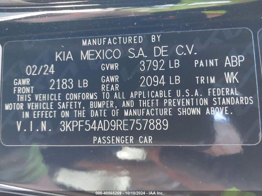 3KPF54AD9RE757889 2024 Kia Forte Gt-Line