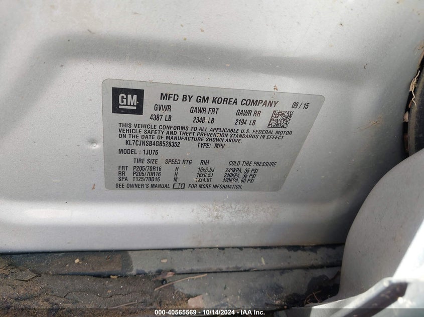 2016 CHEVROLET TRAX 1LS - KL7CJNSB4GB528352