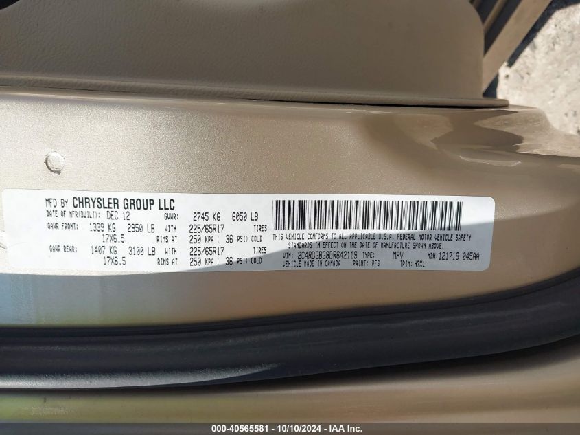 2C4RDGBG8DR642119 2013 Dodge Grand Caravan Se