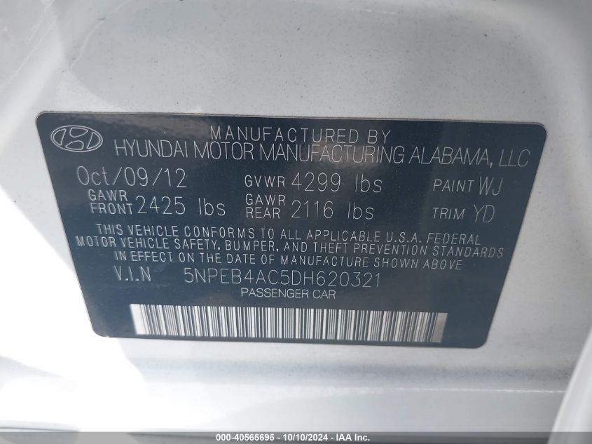 2013 HYUNDAI SONATA GLS - 5NPEB4AC5DH620321