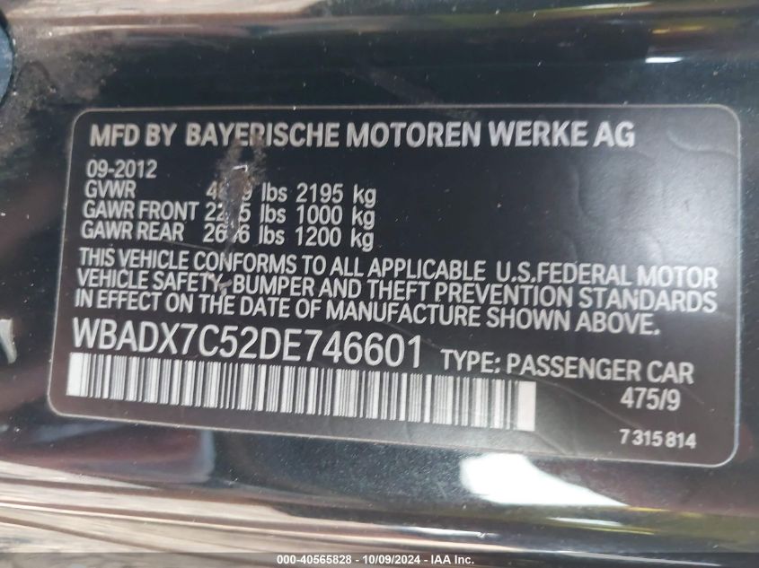 WBADX7C52DE746601 2013 BMW 335I I