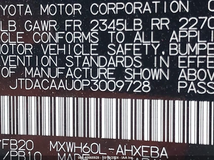 JTDACAAU0P3009728 2023 Toyota Prius Le