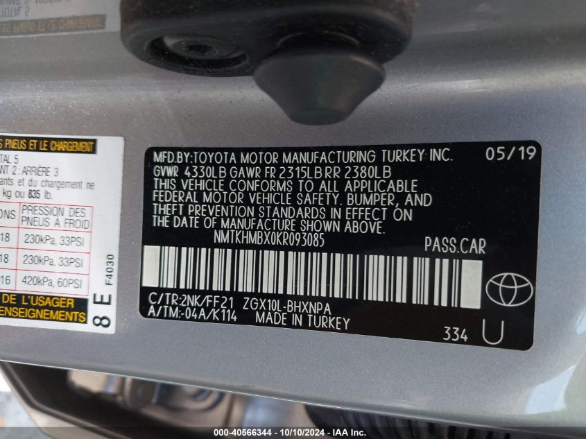 NMTKHMBX0KR093085 2019 Toyota C-Hr Xle