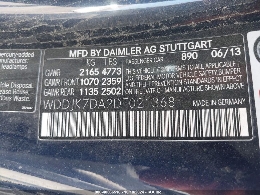 WDDJK7DA2DF021368 2013 Mercedes-Benz Sl 550